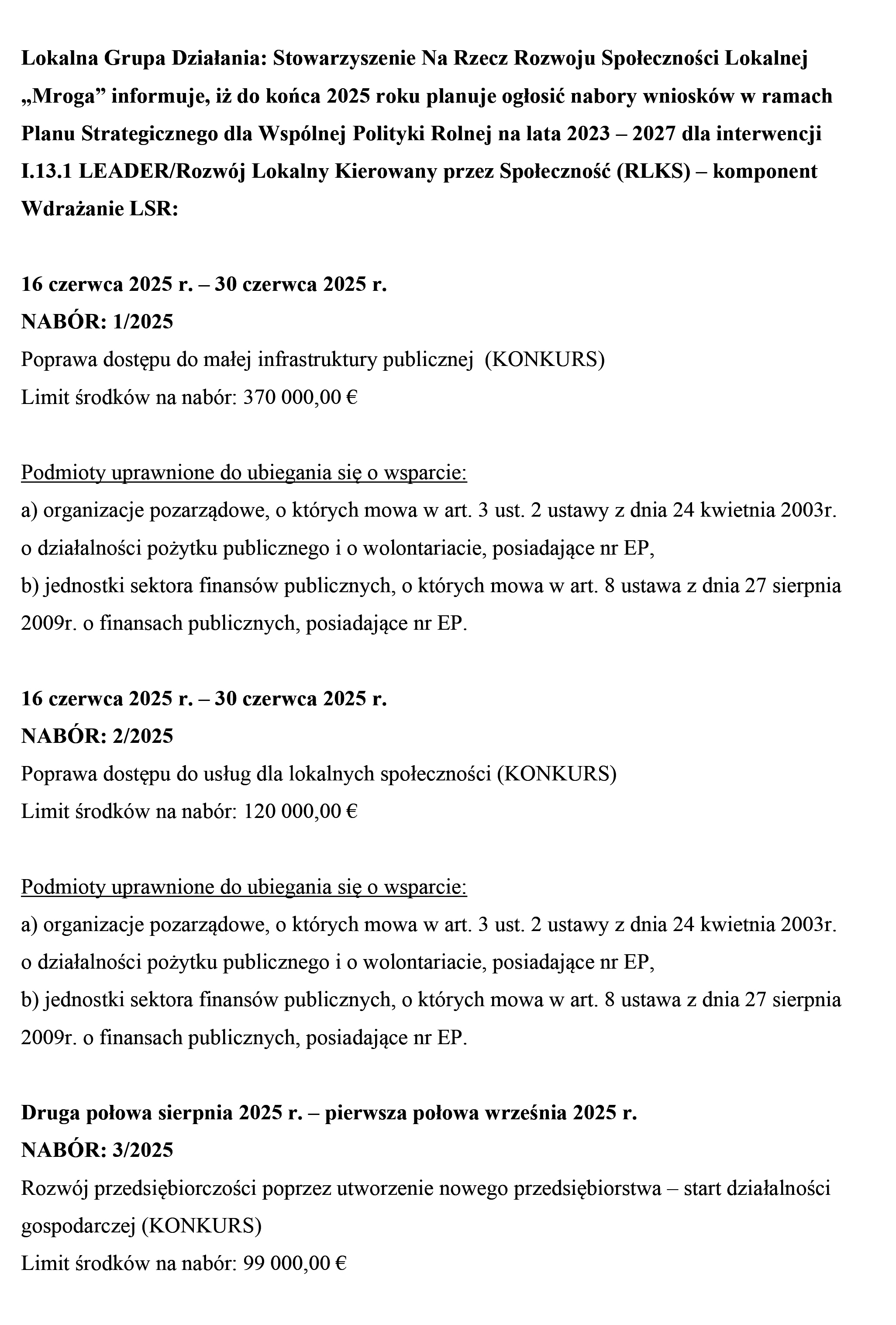 Treść ogłoszenia 1