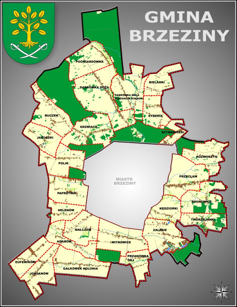 mapa sołectw RBG gm Brzeziny www