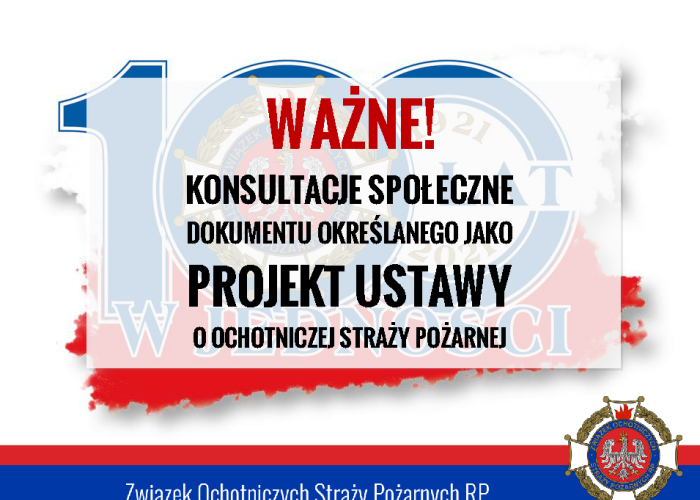 Konsultacje społeczne dokumentu określanego jako projekt ustawy o ochotniczej straży pożarnej