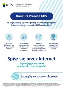 Konkurs Prezesa GUS na najbardziej cyfrową gminę Narodowego Spisu Powszechnego Ludności i Mieszkań 2021