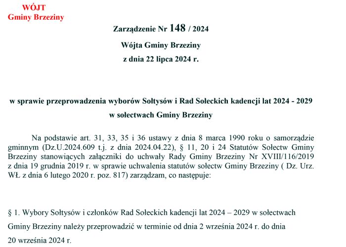 Wybory Sołtysów i Rad Sołeckich - 2024-2029