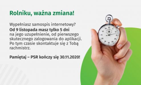 Skrócony czas na dokonanie samospisu podczas PSR2020.