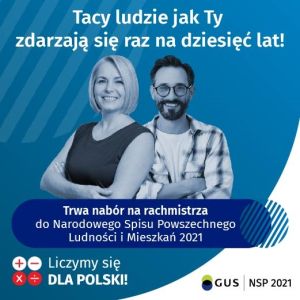 NSP 2021 - nabór kandydatów na rachmistrzów spisowych - UWAGA - termin przedłużony do dnia 16 lutego 2021 r.