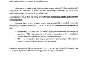 Komunikat dla Mieszkańców dot. zwrotu podatku akcyzowego