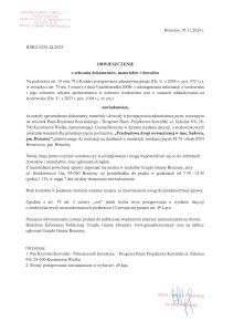 Obwieszczenie Wójta Gminy Brzeziny z dnia 05.11.2024 r. o zebraniu dokumentów, materiałów i dowodów w sprawie wydania decyzji o środowiskowych uwarunkowaniach dla przedsięwzięcia pod nazwą "Przebudowa drogi wewnętrznej w miejscowości Sadowa, gm. Brzeziny"
