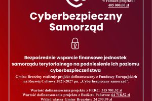 Gmina Brzeziny realizuje projekt dofinansowany z Funduszy Europejskich na Rozwój Cyfrowy 2021-2027 pn. „Cyberbezpieczny samorząd”.