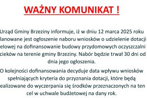 Ważny komunikat dla Mieszkańców !