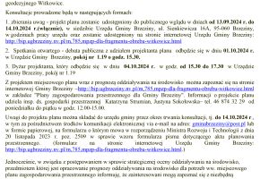 Ogłoszenie/ Obwieszczenie o konsultacjach społecznych w sprawie miejscowego planu zagospodarowania przestrzennego dla fragmentu obrębu geodezyjnego Witkowice.